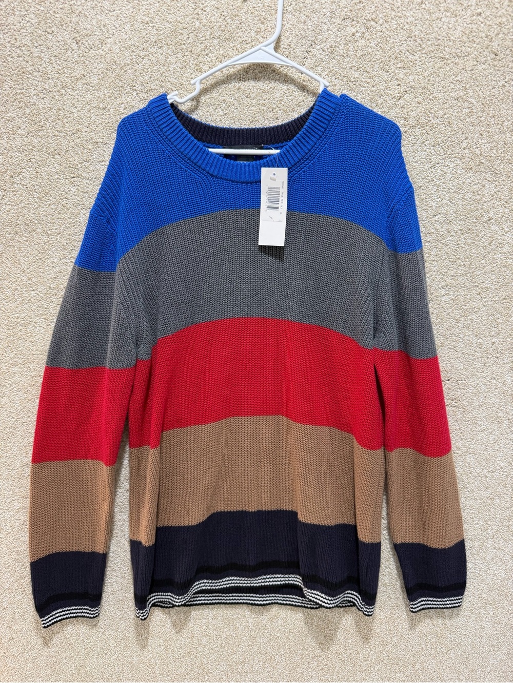 NWT color block sweater XL French Connection cozy knit winter bold FLAWED